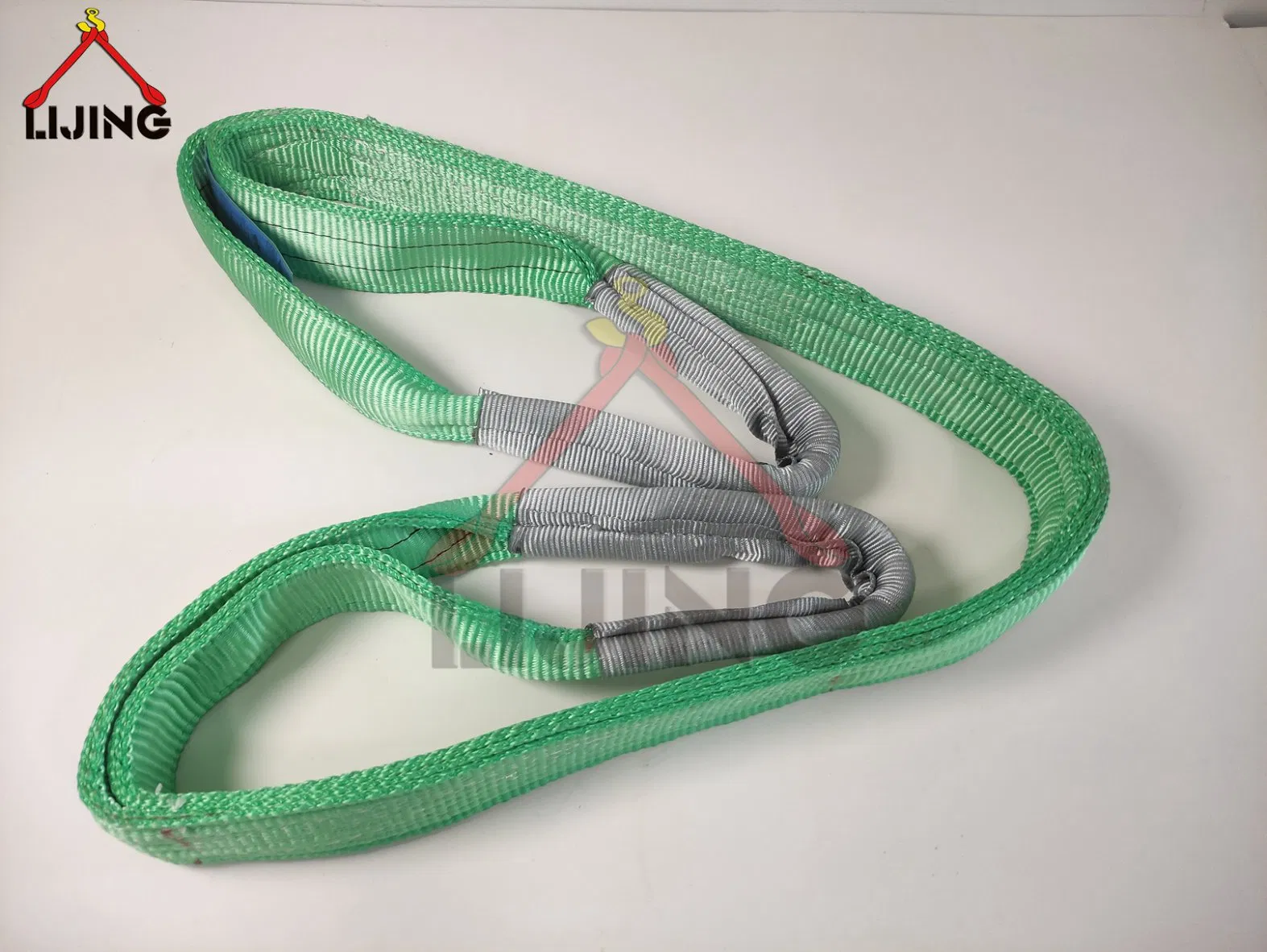 60mm 4000kg 2m Green Eye-Eye Flat Webbing Sling Strap for Lifting En1492-1
