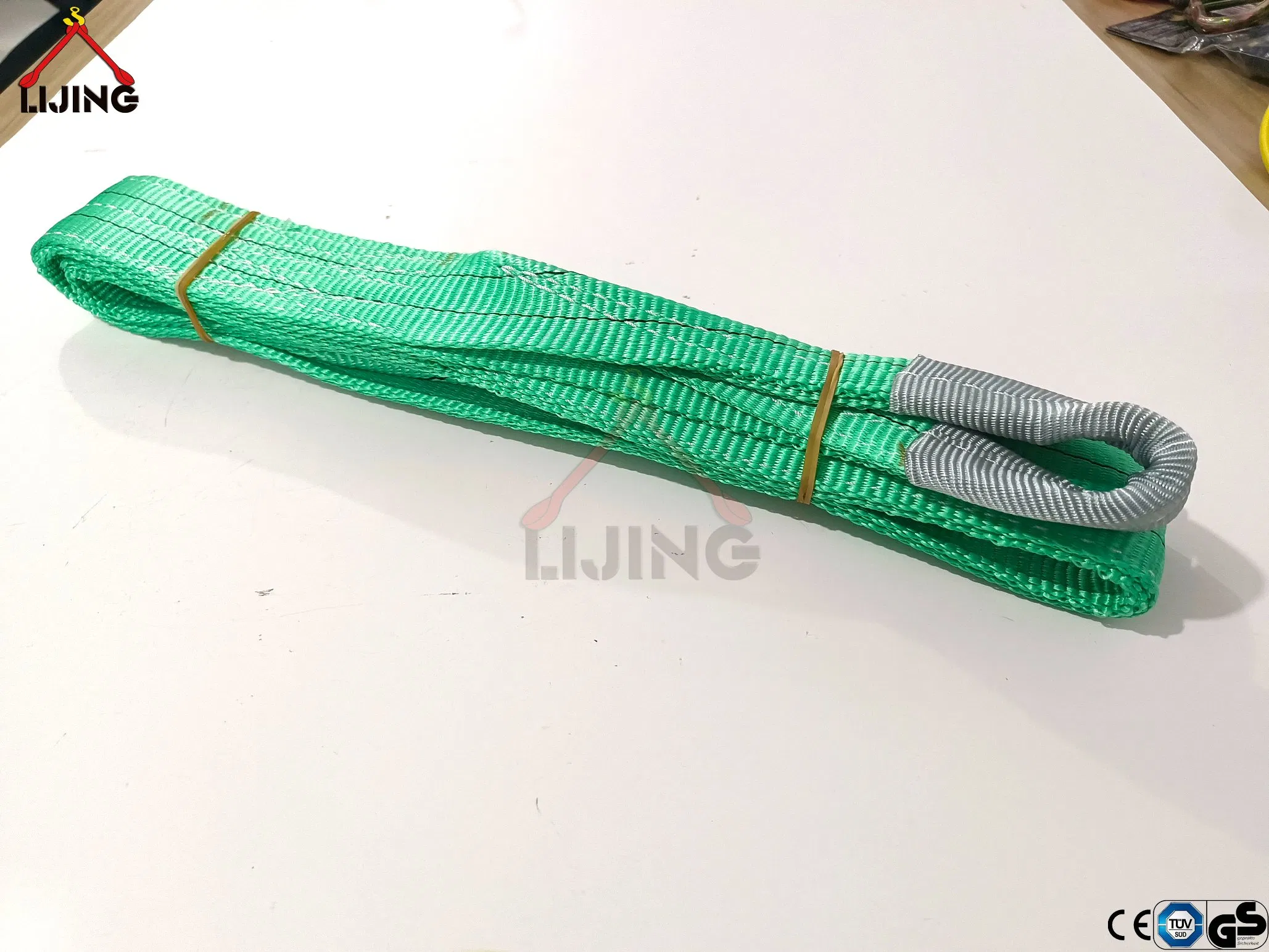 60mm 2000kg 2m Green Eye-Eye Flat Webbing Sling Strap for Lifting En1492-1
