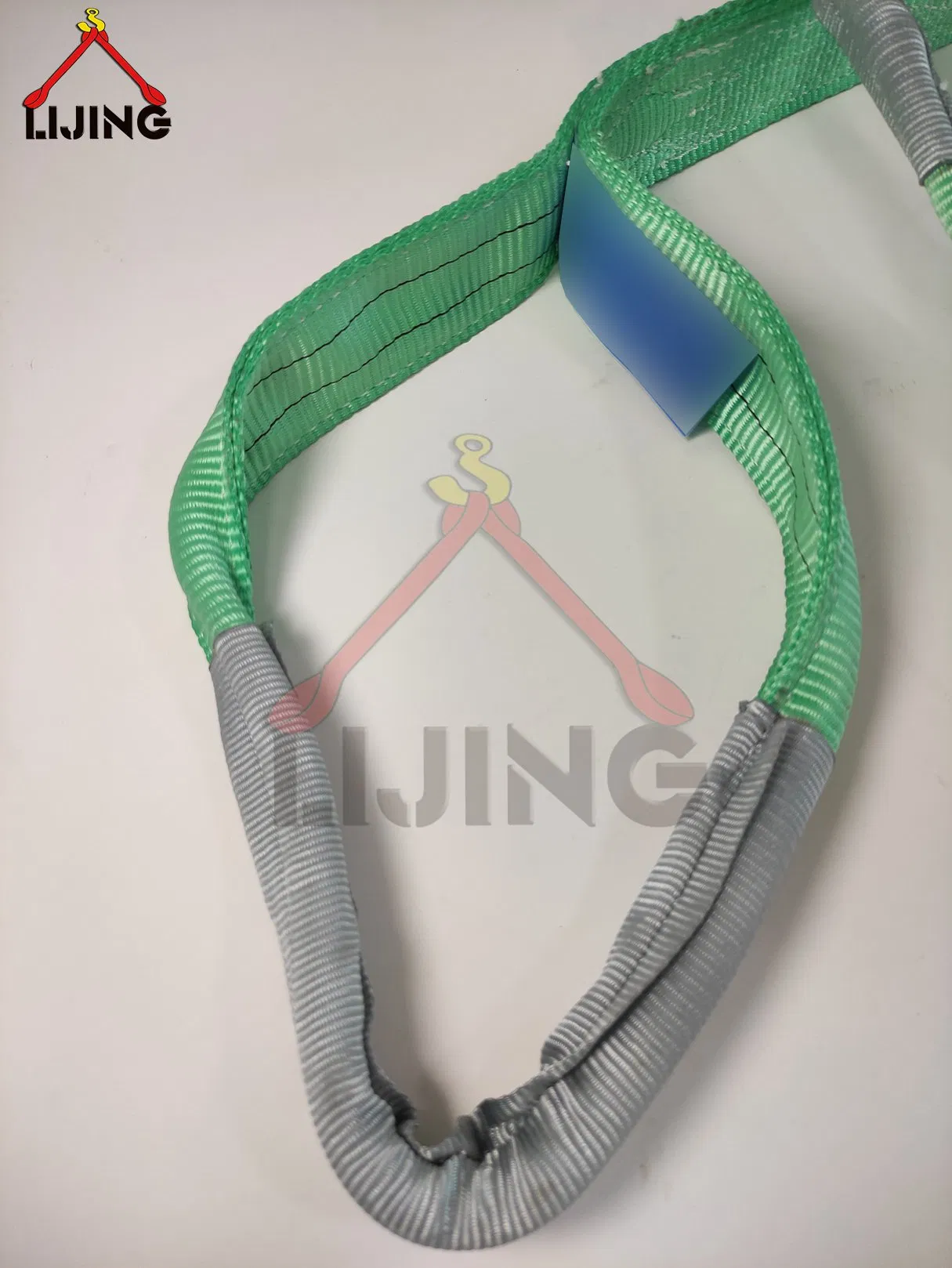 60mm 4000kg 2m Green Eye-Eye Flat Webbing Sling Strap for Lifting En1492-1