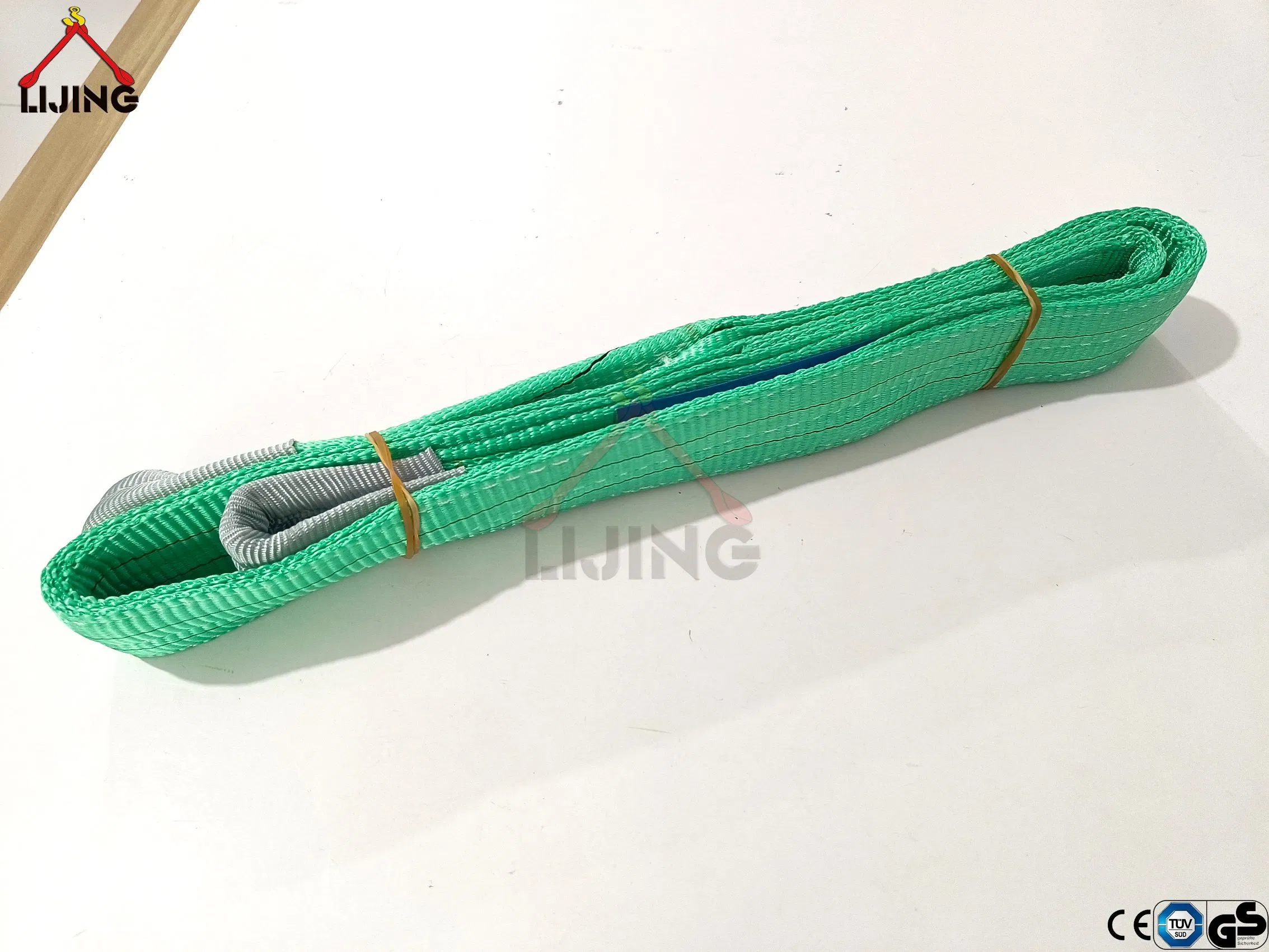 60mm 2000kg 2m Green Eye-Eye Flat Webbing Sling Strap for Lifting En1492-1
