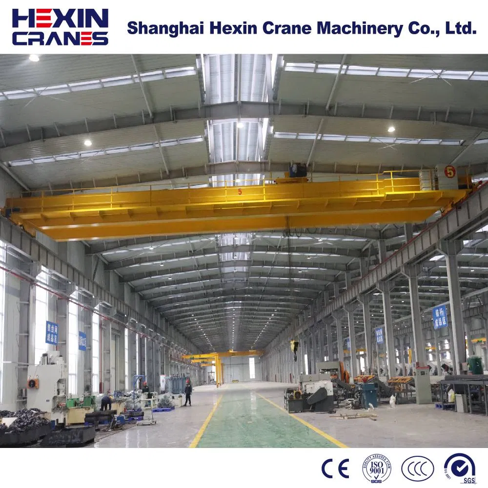 Medium Duty Construction Lifting Equipment 10/15/20/ 25/ 35/40/45/50 Ton Cabin Control Double Girder Beam Overhead Bridge Travelling Crane with Electric Hoist