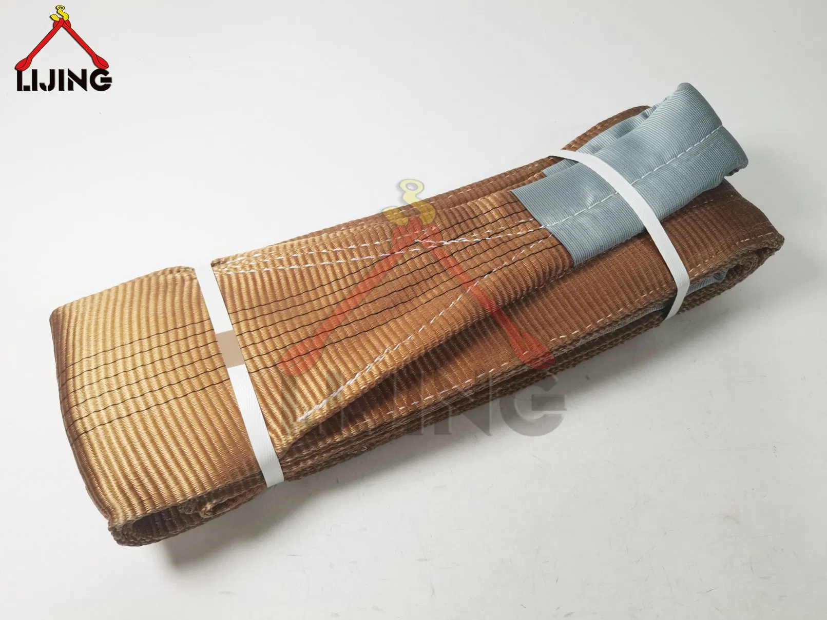 180mm 6000kg 3m Brown Eye-Eye Flat Webbing Sling Strap for Lifting En1492-1