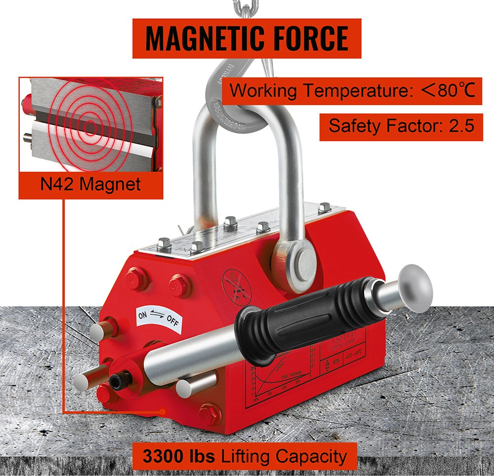 Permanent Magnetic Lifter 2 Ton Magnet Lifting Crane Hoist 2000kg Magnetic Lifter