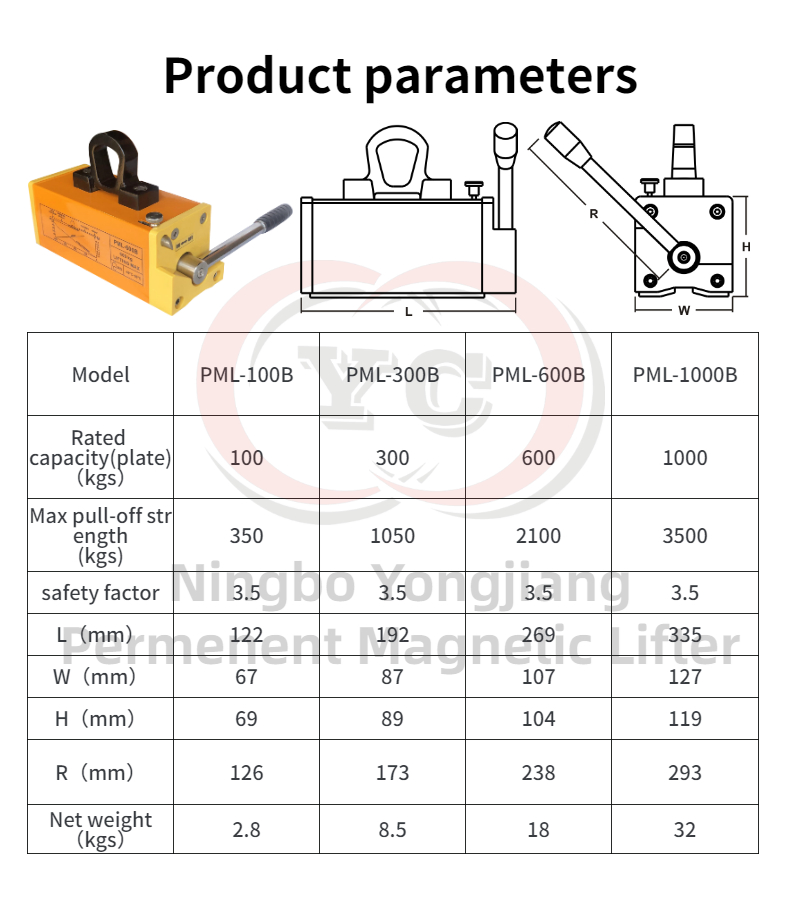 (18+ years) Yc Brand CE Certified 300kg Lifter Magnet Permanent Magnetic Lifter for Steel Plate
