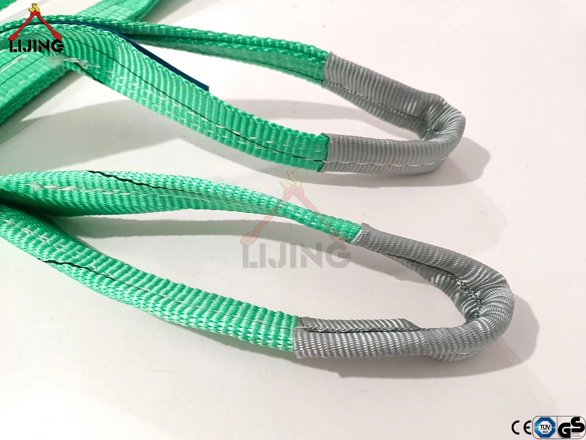 60mm 2000kg 2m Green Eye-Eye Flat Webbing Sling Strap for Lifting En1492-1
