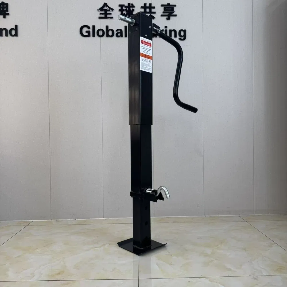 High-Temperature Resistant Square Tube Heavy Duty Hard Chrome Hydraulic Trailer Jack Square Pipe Drop Leg Travel Manual Rotate Screw Jack Handle Lift 12000lbs