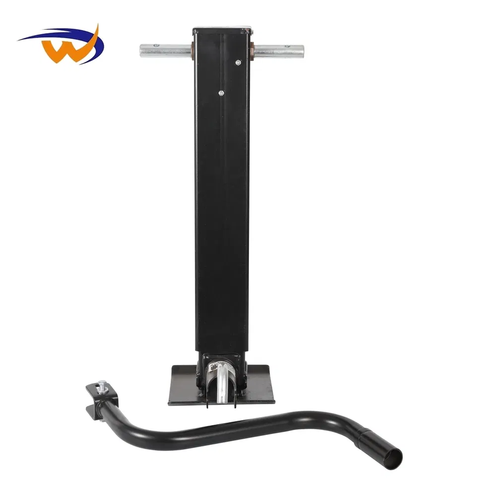 High-Temperature Resistant Square Tube Heavy Duty Hard Chrome Hydraulic Trailer Jack Square Pipe Drop Leg Travel Manual Rotate Screw Jack Handle Lift 12000lbs