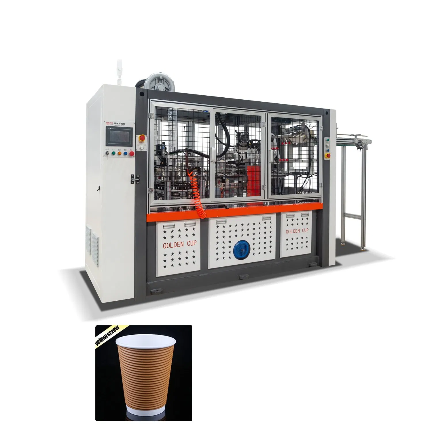 Golden Cup Custom Disposable Single/Double/Ripple Wall Hot Drinking Kraft Paper Coffee Cups Making Machine