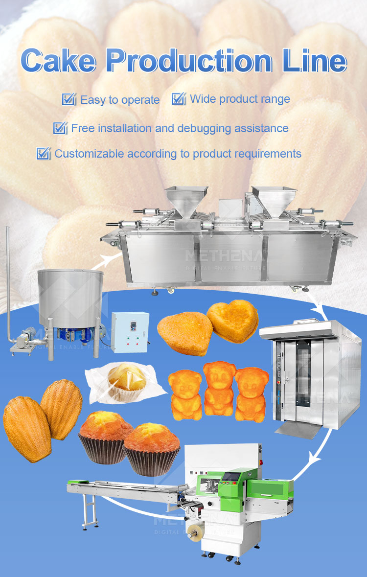 Ligne De Production De Muffin Semi-Industrial Bakery Tiny Sponge Cake Pie Production Machine Full Line of Cake Oven