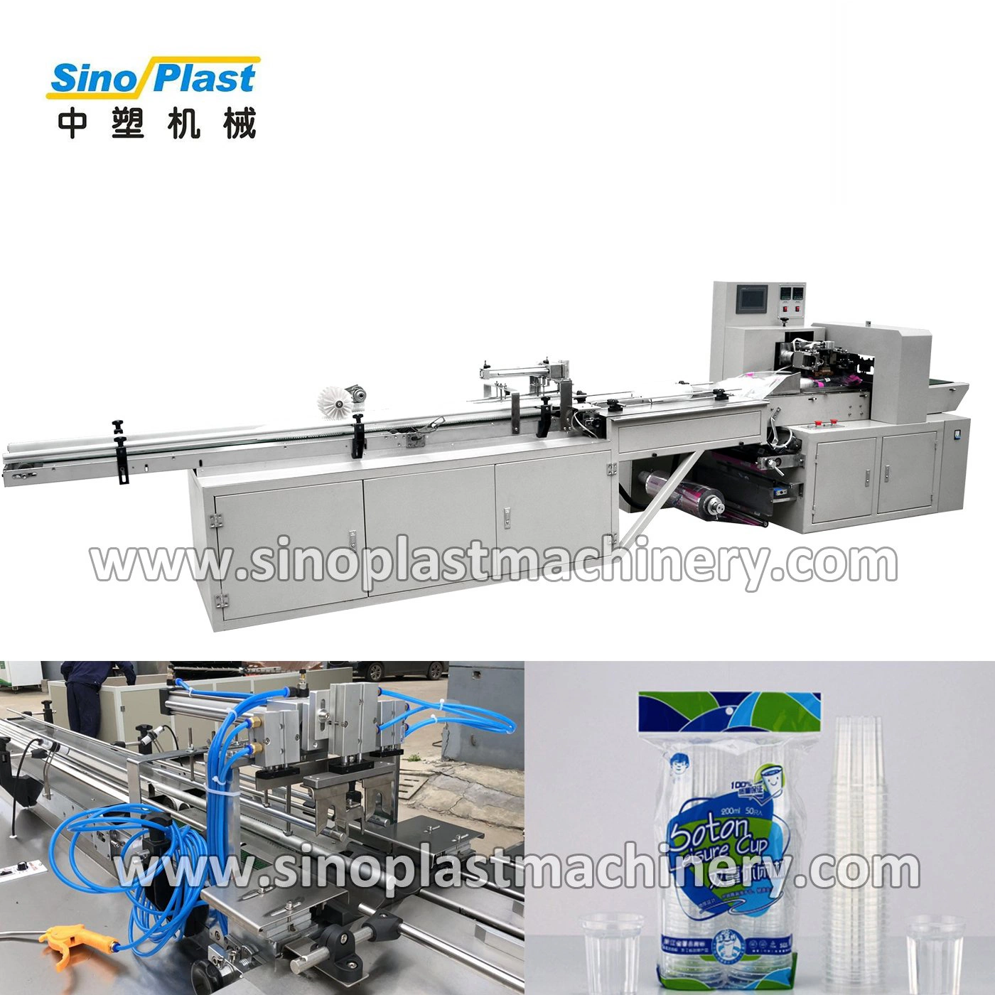 Automatic Plastic Paper Cup Bowl Lid Counting Packing Wrapping Bagging Machine