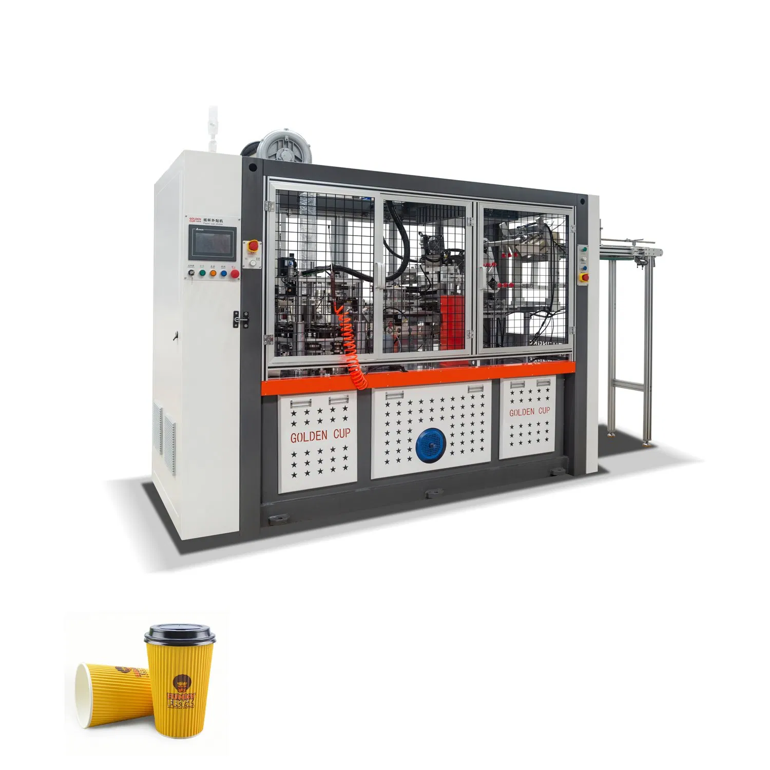 Golden Cup Disposable Biodegradable Ripple Wall Paper Cup Forming Machine for Coffee and Tea Packing