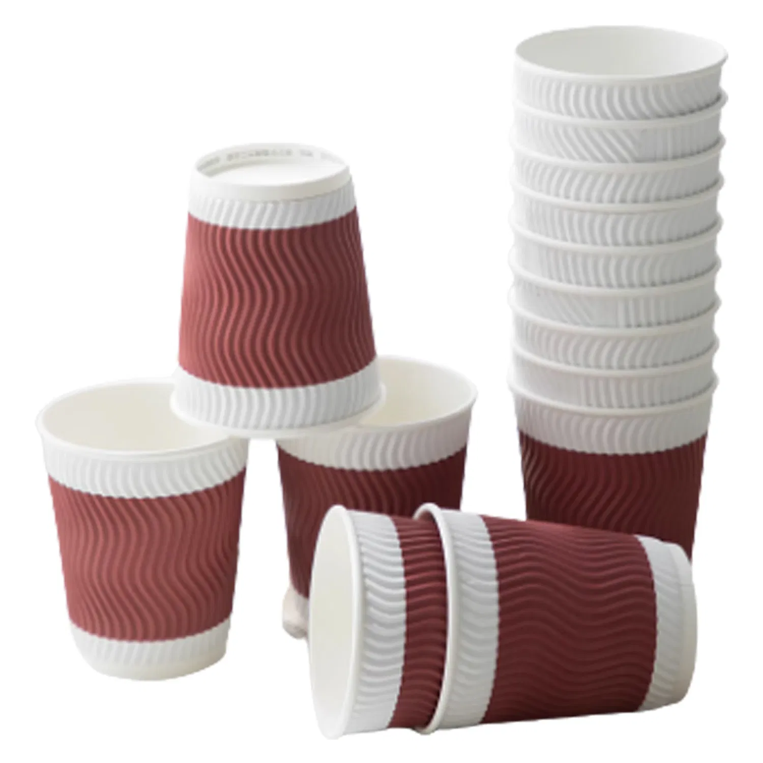 Golden Cup Disposable Customized Printed Paper Cup Ripple Wall Hot Paper Coffee Cups Forming Machine