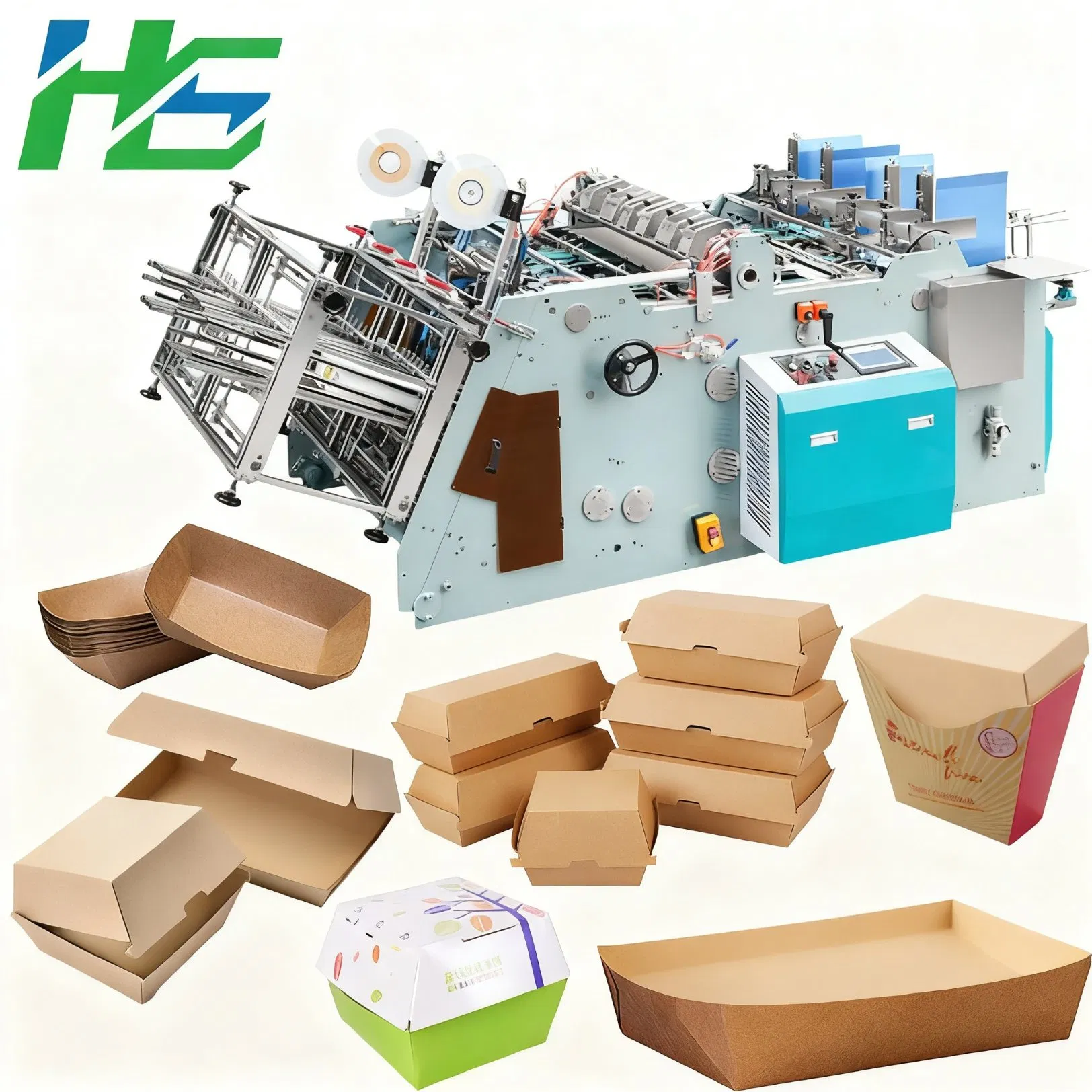 Automatic Take Away Box Container Maker Cake Burger Box Forming Machine Disposable Paper Disposable Fast Food Box Making Machine