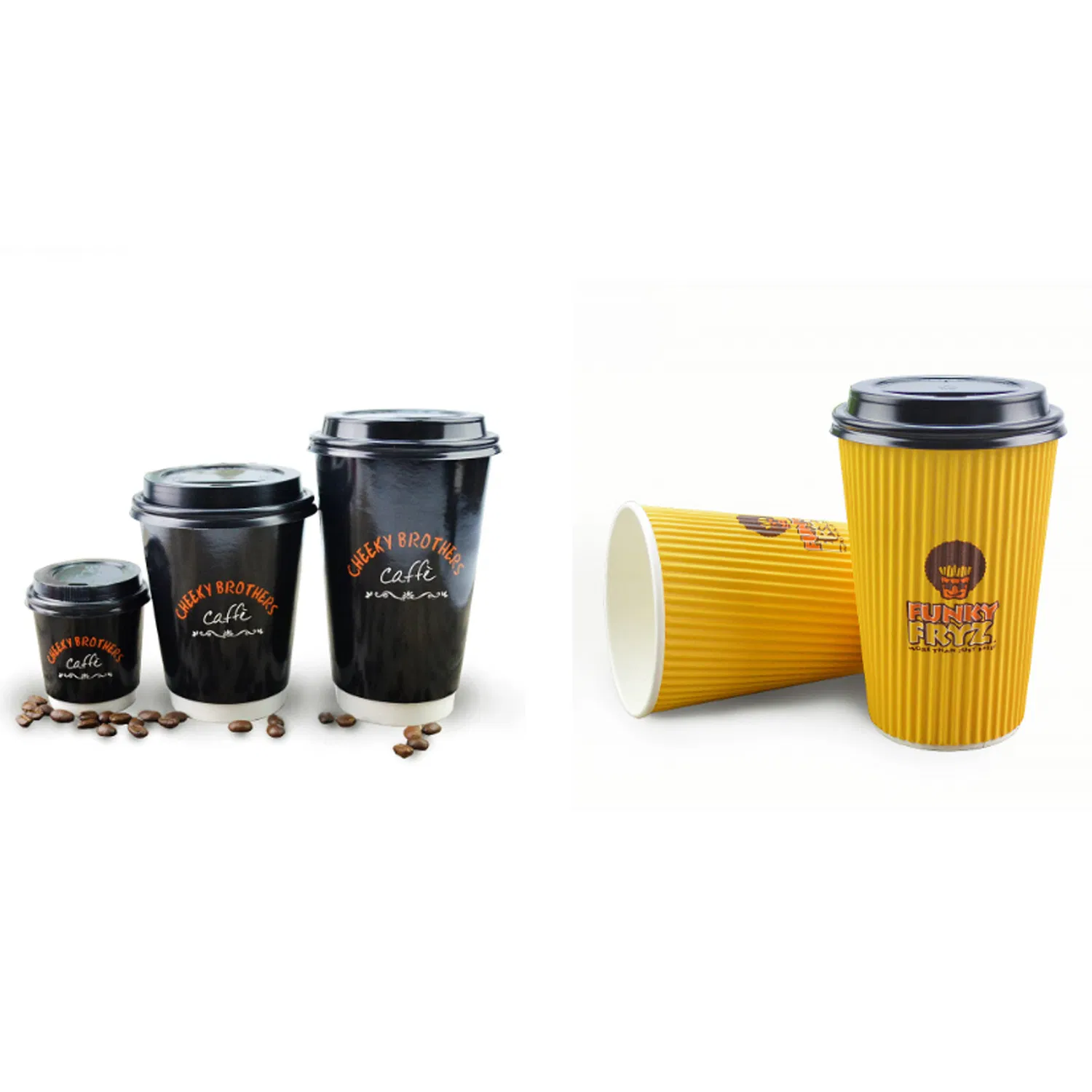 Golden Cup Disposable Customized Printed Paper Cup Ripple Wall Hot Paper Coffee Cups Forming Machine
