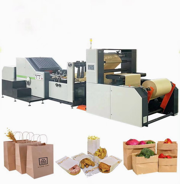 Automatic Pizza Box Making Rigid Box Maker Cup Folder Gluer Flat Bottom Kfc Coffee Kraft Brown Shopping Food Paper Bag Making Machine with Handle Machine