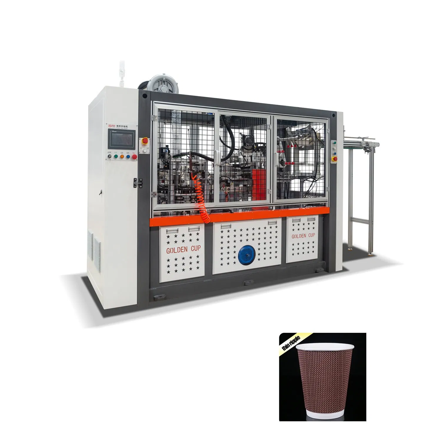 Golden Cup 8oz 12oz 16oz Disposable Embossed Paper Coffee Cups Double Wall Paper Coffee Cup Forming Machine
