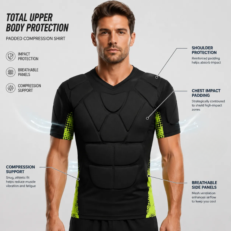 EVA Padded Football Compression Padded Shirt Moisture Wicking Body Armor Sports Safety Protective Wear