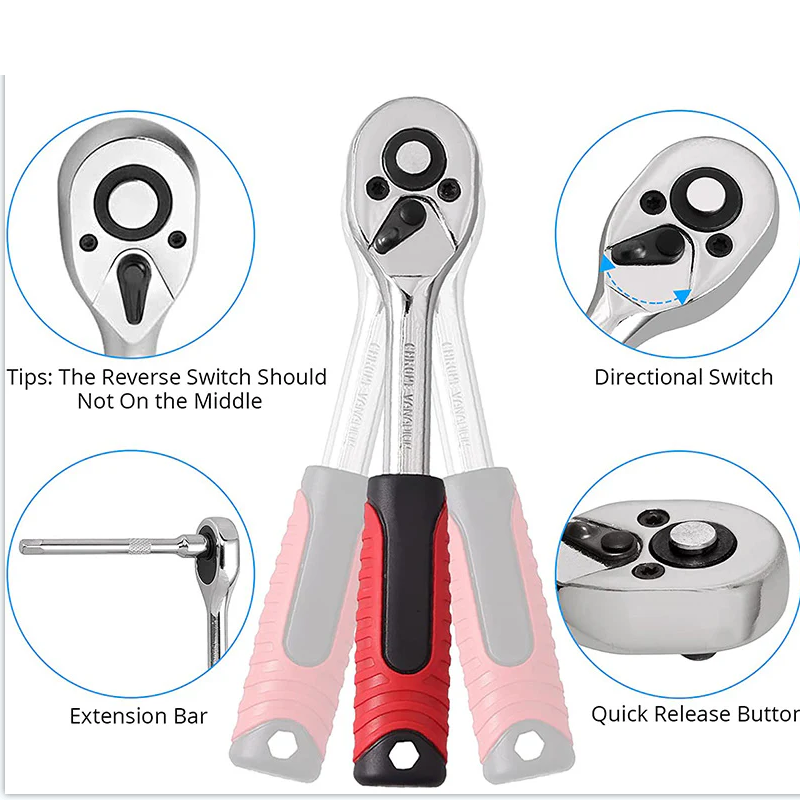 216 Pcs Ratchet Socket Set 1/2" 1/4" 3/8" Tool Kit Toolbox Case Wrench Spanners Car Repair Mechanics