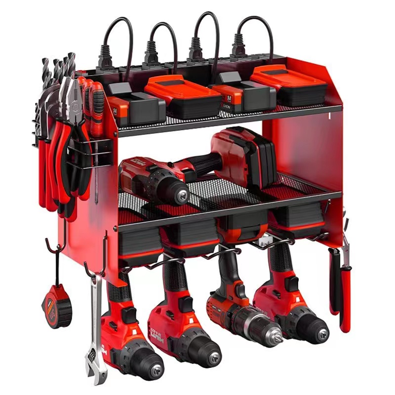 Heavy Duty Power Tool Organizer Drill Holder Wall Mount Overhead Garage Storage Rack Power Tool Organizer