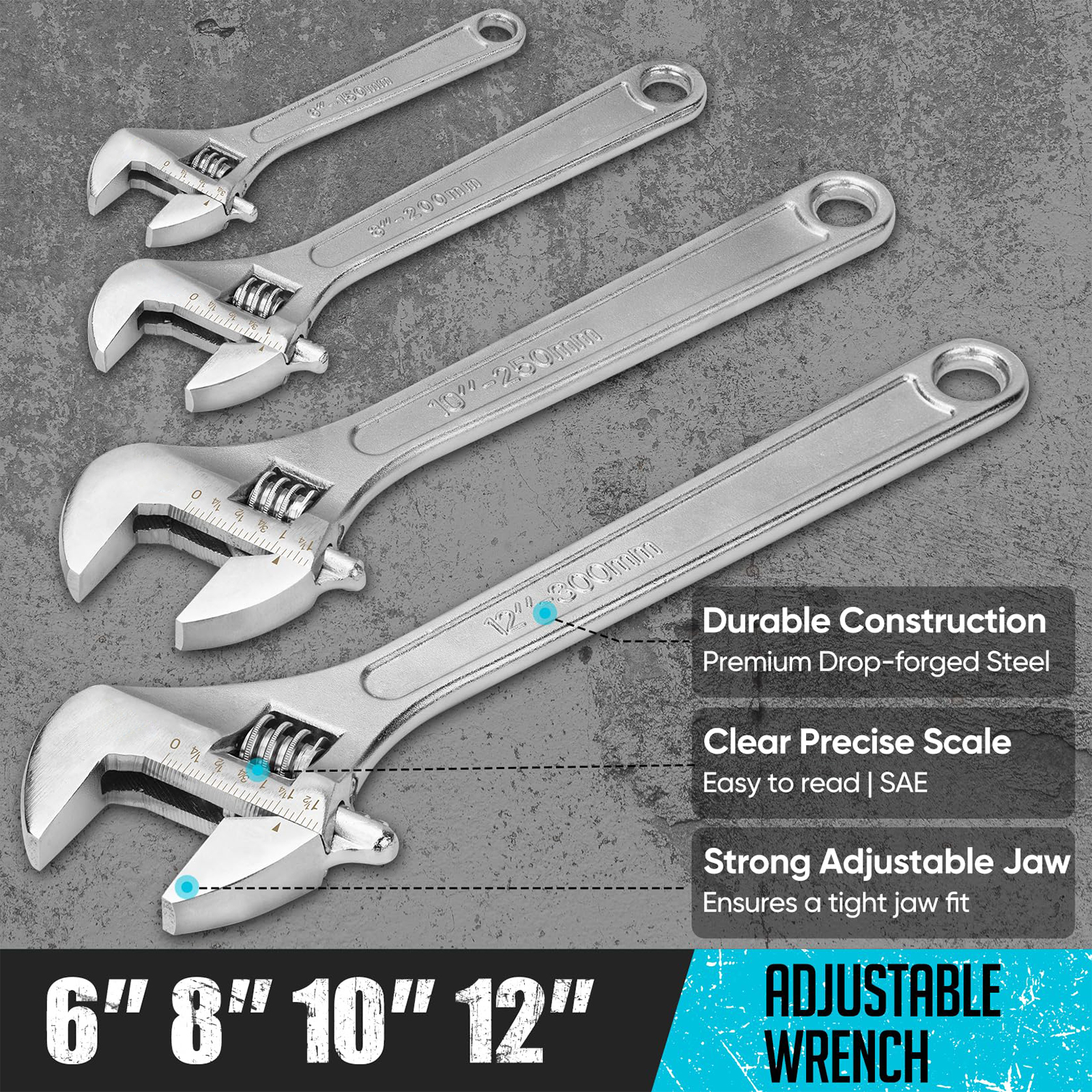 Multi - Size 8-Piece Adjustable Wrench &amp; Water Pump Pliers Tools Set for Plumbing Gripping Auto Home Repair
