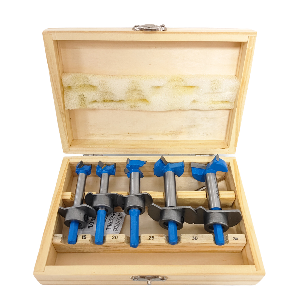 New Arrival Adjustable Woodworking Drilling Tool Complete Woodworking 5pcs Forstner Drill Bits Kit Supplier