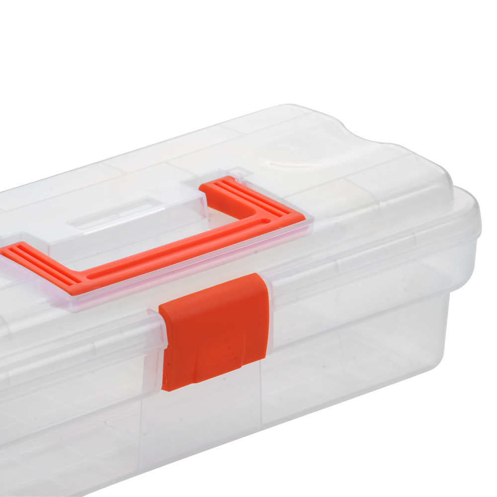 China Wholesale 12-inch PP Transparent Plastic Storage Case Box Tool Organizer Container with Handle
