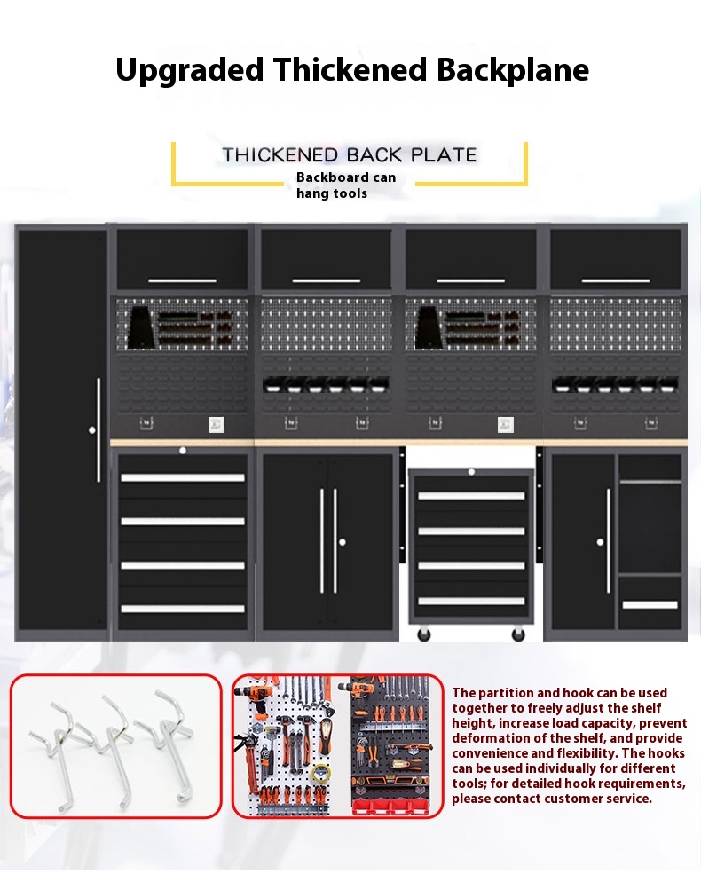 JZD OBM New Black Combination Large Steel Workshop Removable Workbench Tool Cabinet Stainless Steel Wood Aluminium Tool Storage