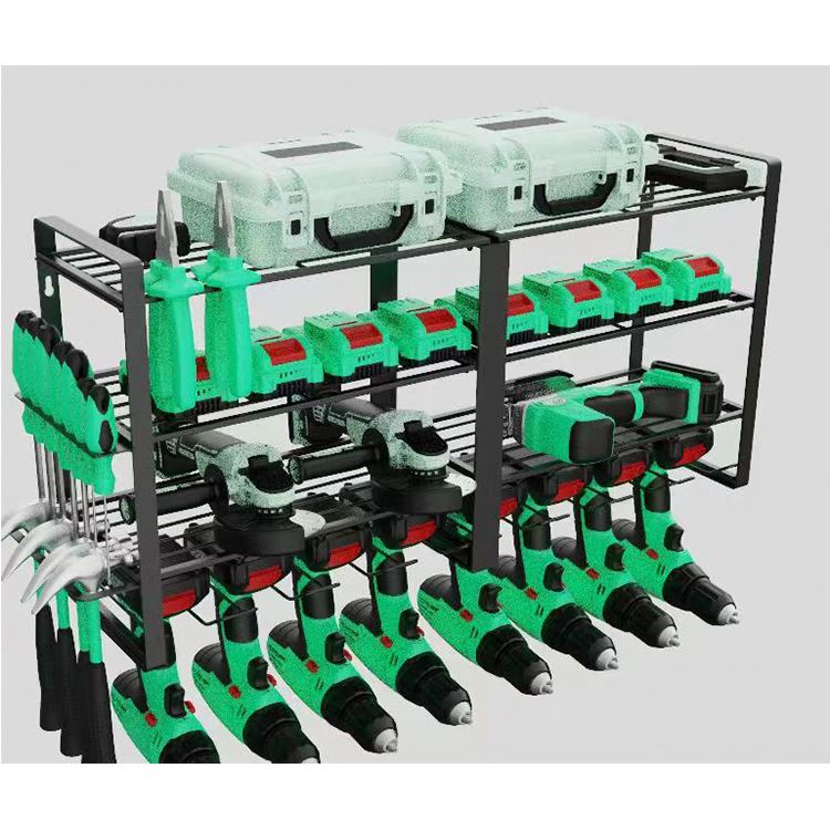 Custom Logo Wall Mount Metal Drill Storage Power Tool Drill Holder Rack Organizer