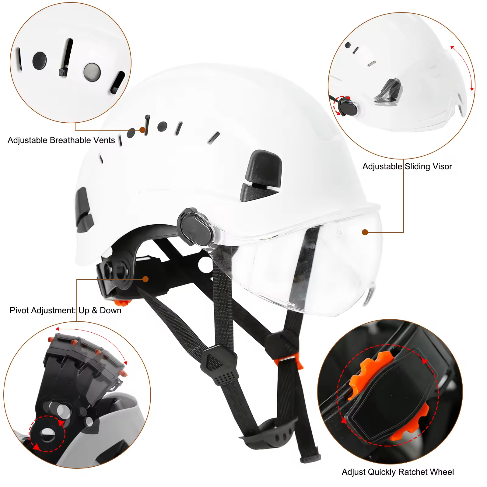 HBC ABS Construction Rescue Helmet Hard Hat Industrial Protective Working Climbing Safety Helmet with Visor Mining