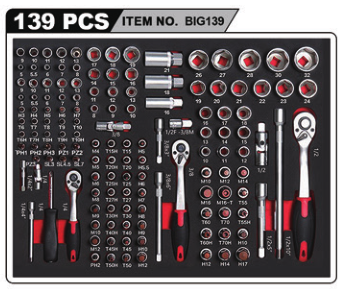 SKY HAMMER 78PCS Deep Socket Ratchet Handle Wrench Tool Set OEM for Auto Repair Tool Cabinet Troelly Tray with 3-Year Warranty