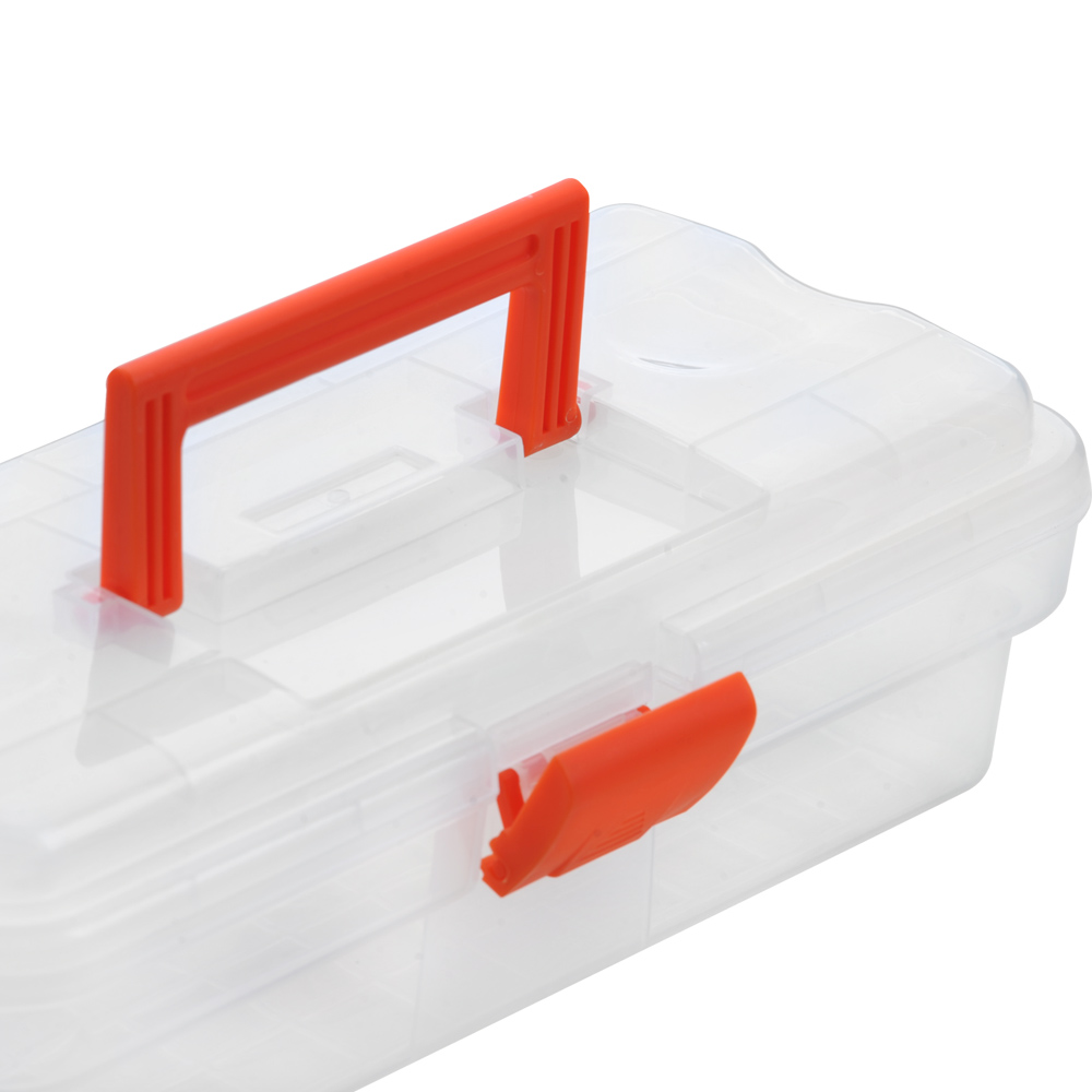 China Wholesale 12-inch PP Transparent Plastic Storage Case Box Tool Organizer Container with Handle