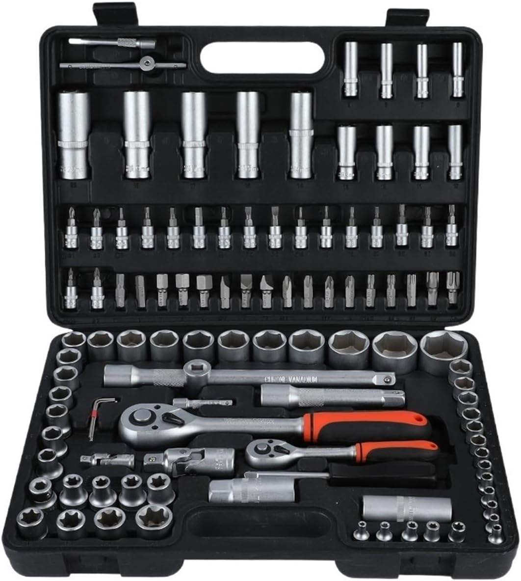 Elehand OEM 108 PCS 1/4" &amp; 1/2" Dr. Socket Set Auto Repair Tool On-Board Household Repair Kit with Hard Case Ratchet Wrench Set