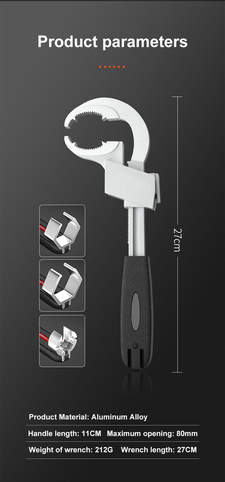 Multifunctional bathroom wrench detail 7