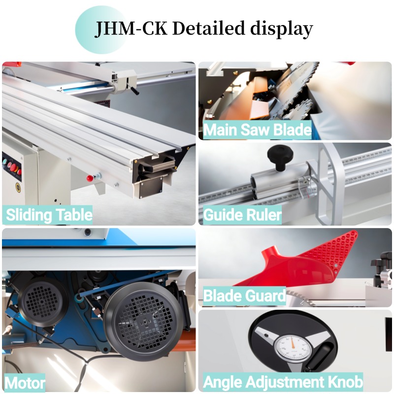 JINHAI 4kW 380V Sliding Table 45 Degree Precision Panel Saw For MDF Production With PLC Control