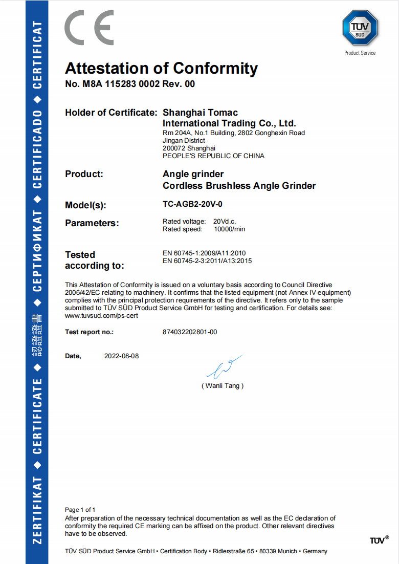 Safety Certification Document 1
