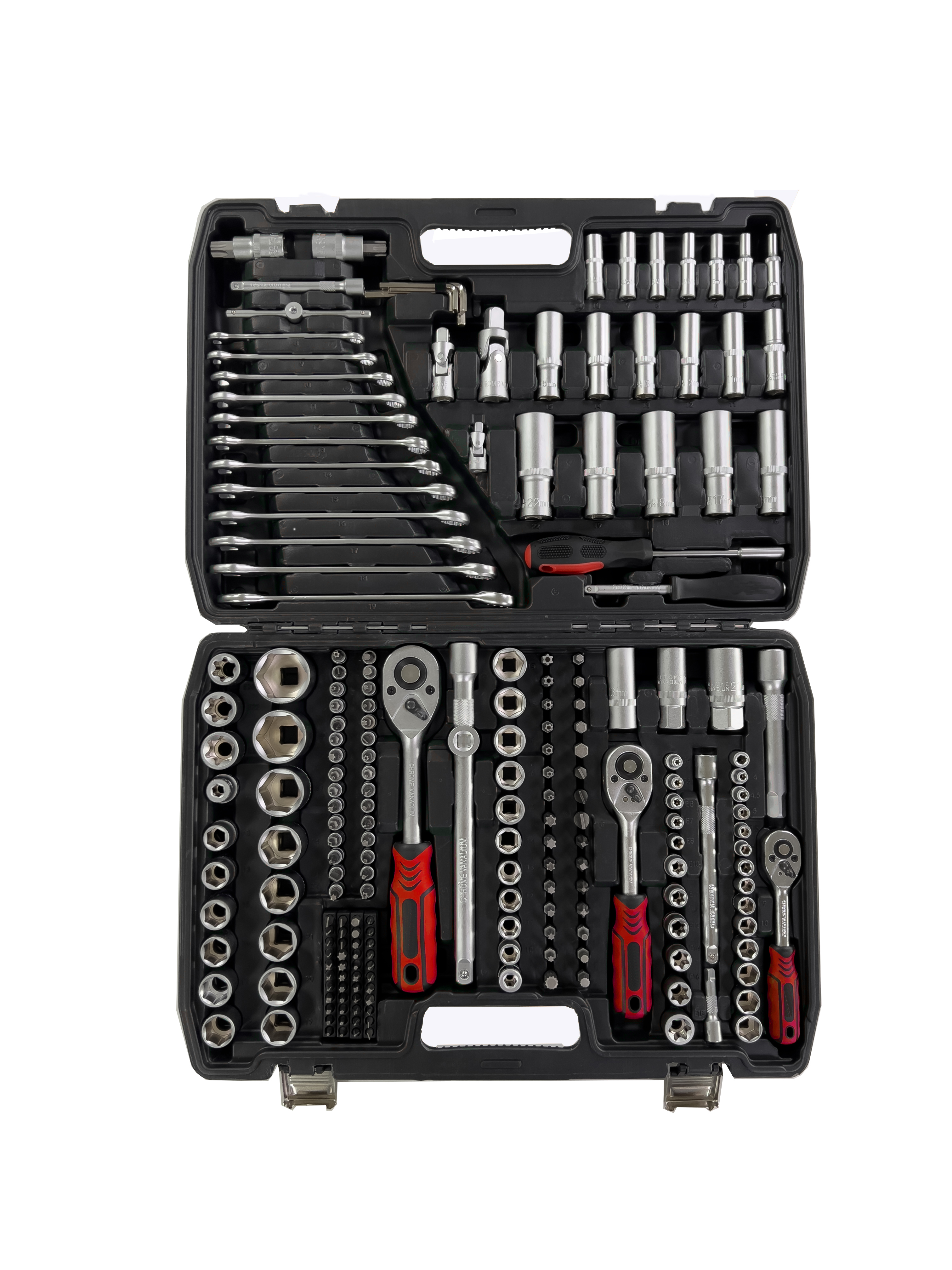Elehand OEM 216-piece 1/4",3/8'',1/2" Drive Carbon Steel/CR-V Socket Set Hard Case Ratchet Screwdriver Socket Set Mechanic Tools