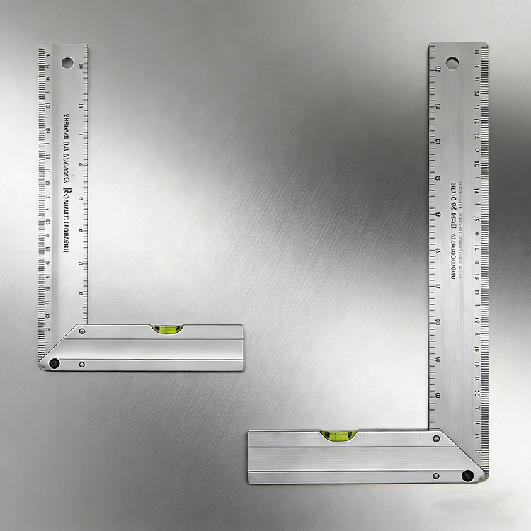 2Pcs Aluminum Try Square Set 90 Degree Measuring Tools with Bubble Levels Woodworking Carpentry DIY Layout and Marking Work