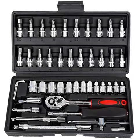 OEM Customizable 46pcs CRV Material Spanner Set Small Socket Wrench Tool Mechanic Tools Set Box for Repair Use Low MOQ Stock