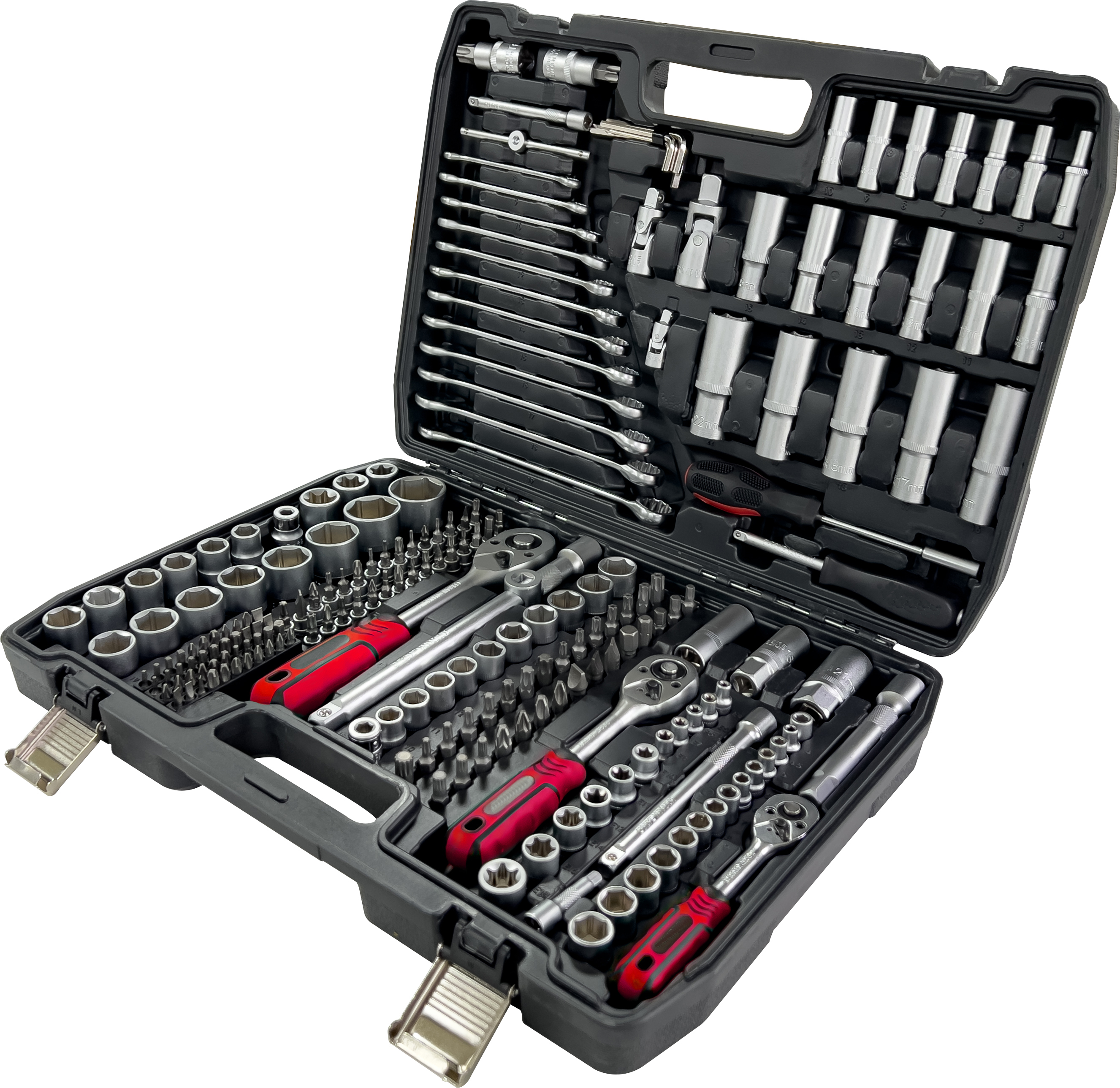 Elehand OEM 216-piece 1/4",3/8'',1/2" Drive Carbon Steel/CR-V Socket Set Hard Case Ratchet Screwdriver Socket Set Mechanic Tools