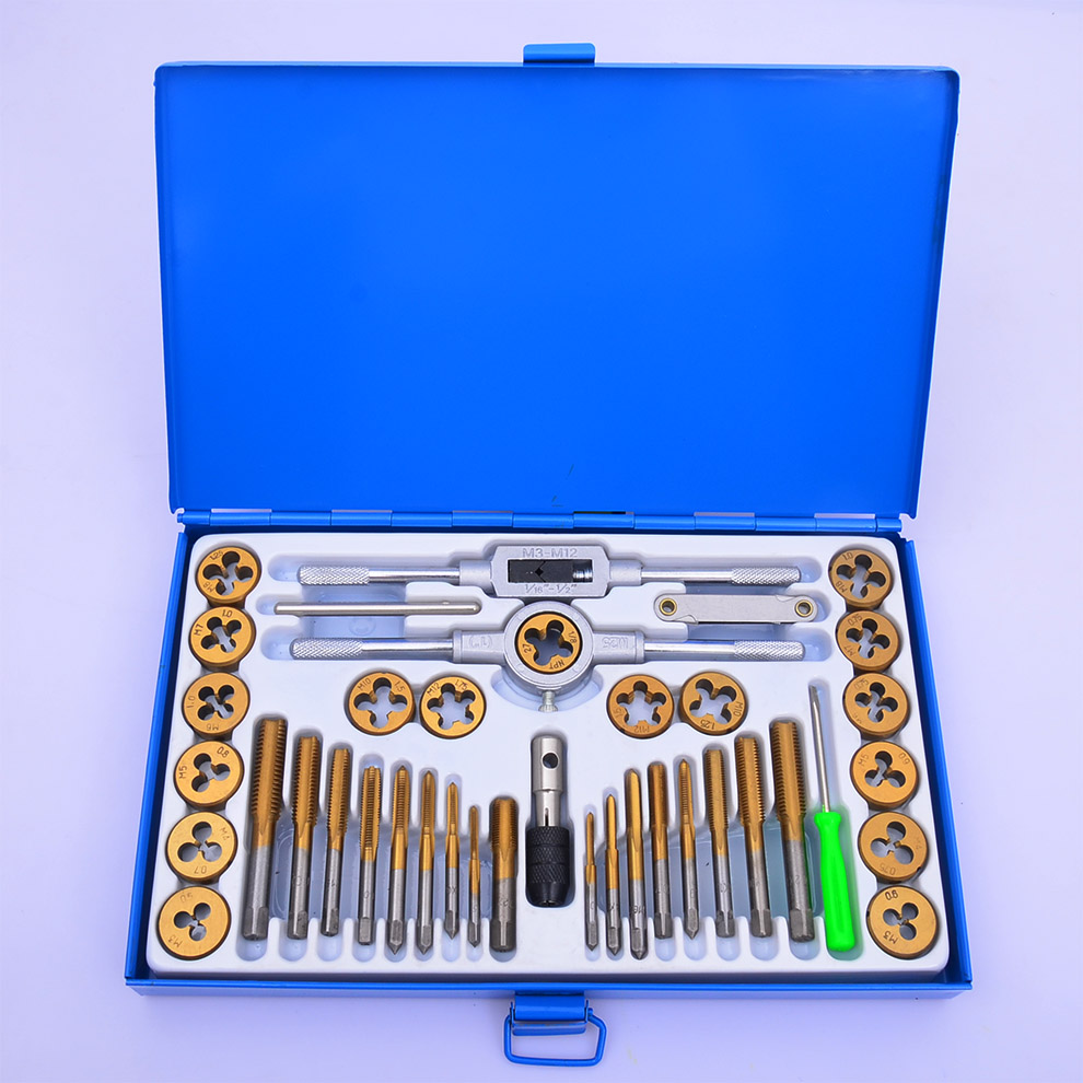 Costom 8/12/40Pcs Tap and Die Set Hand Tools Metric Threading Kit with Tap Wrench for Metalworking