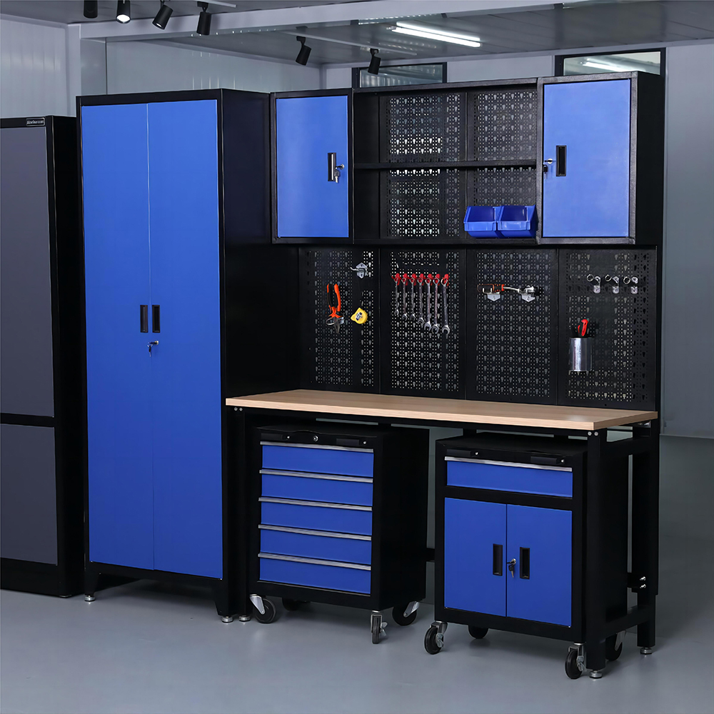 Heavy-Duty Workshop Garage Tool Chest Units Workbench Metal Furniture Combination Chest For Garage Storage Tool Cabinets System