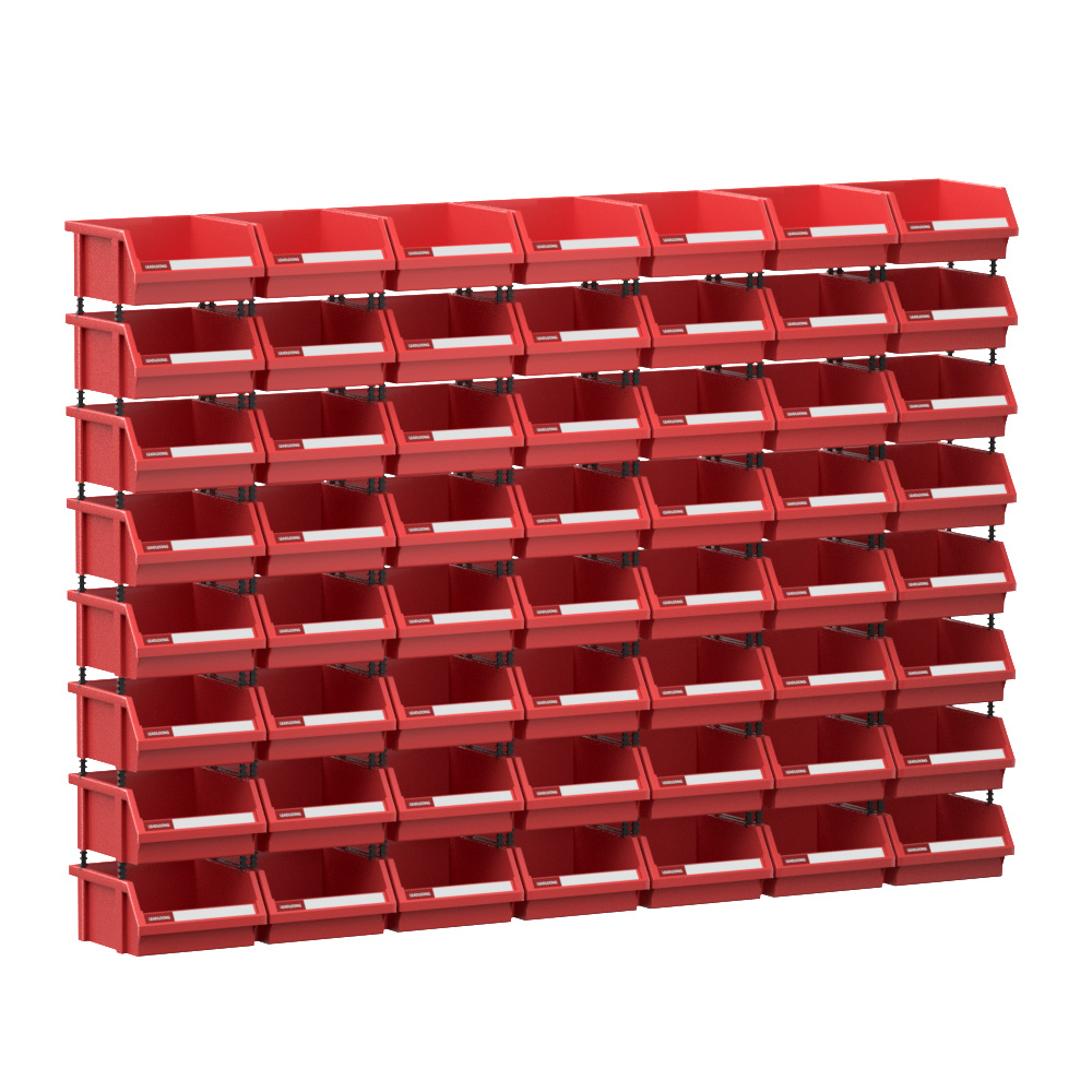 Q1 Red Stackable Parts Storage Organizer 8pcs 180*180*80MM/7.1X7.1*3.1inch Small Container for Garage Tool Storage