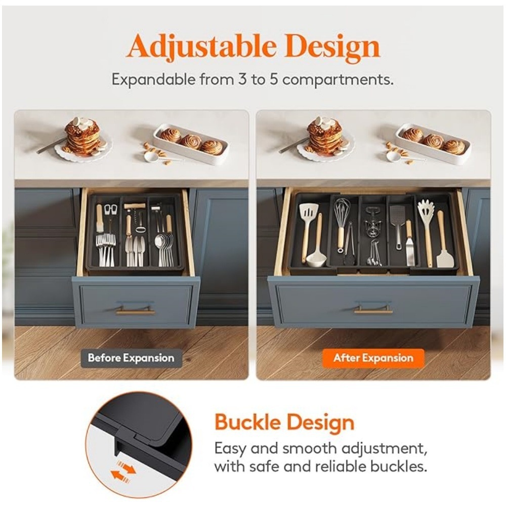 New Expandable Plastic Utensil Tray Storage Box 7