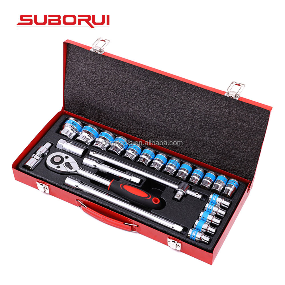SUBORUI 24PCS OEM Hardware Hand Tool Kit Auto Car Repair 1/2" Socket Wrench Set with Screwdriver and Combination