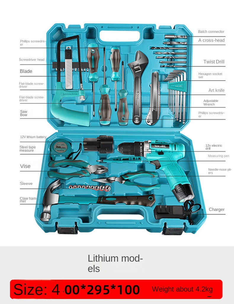 Household Hardware Hand Tools Combination Toolbox Gift Set with Socket Set Wrenches Pliers