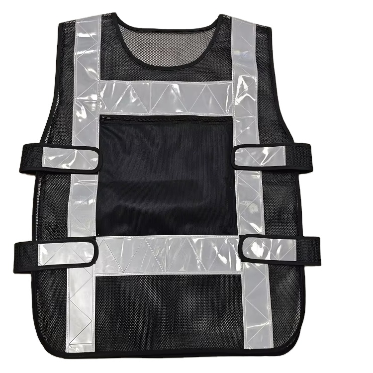 Traffic Command Safety Vest Mesh Black Adjustable Reflective Safety Clothing