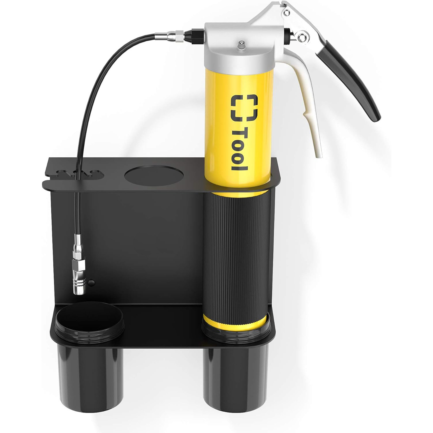 Durable Metal Garage Tool Storage Rack Grease Gun Storage Holder with Removable Drip Cups