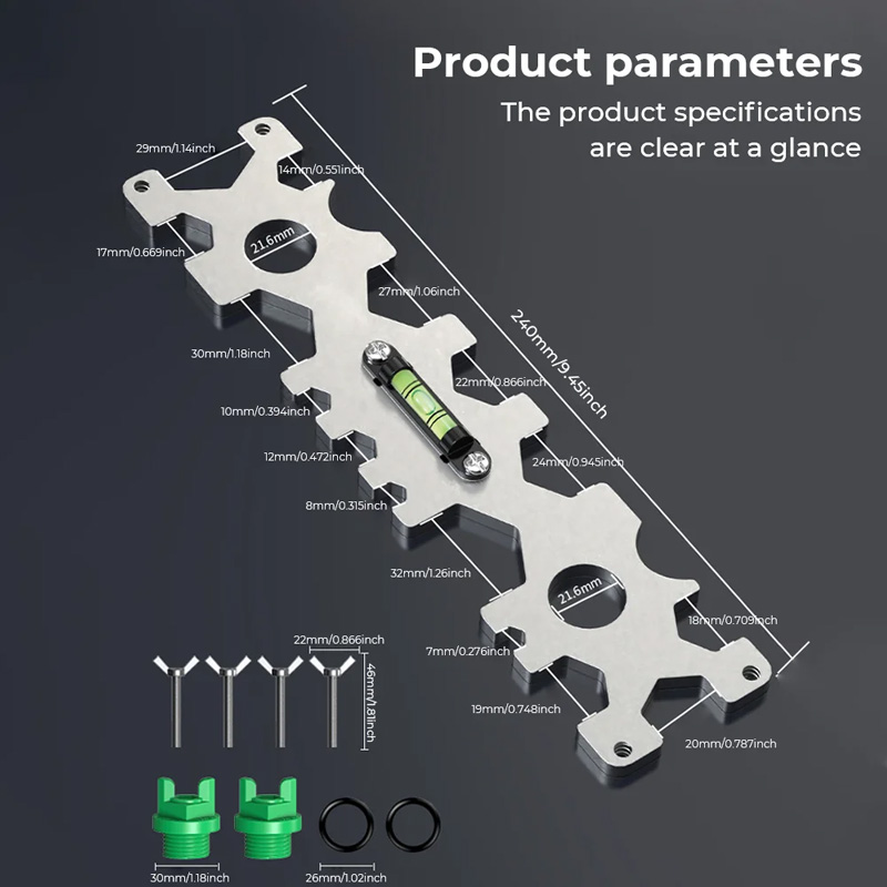 15-in-1 Multifunctional Bathroom Wrench, 7-32mm Universal Plumbing Wrench with Built-in Level Gauge