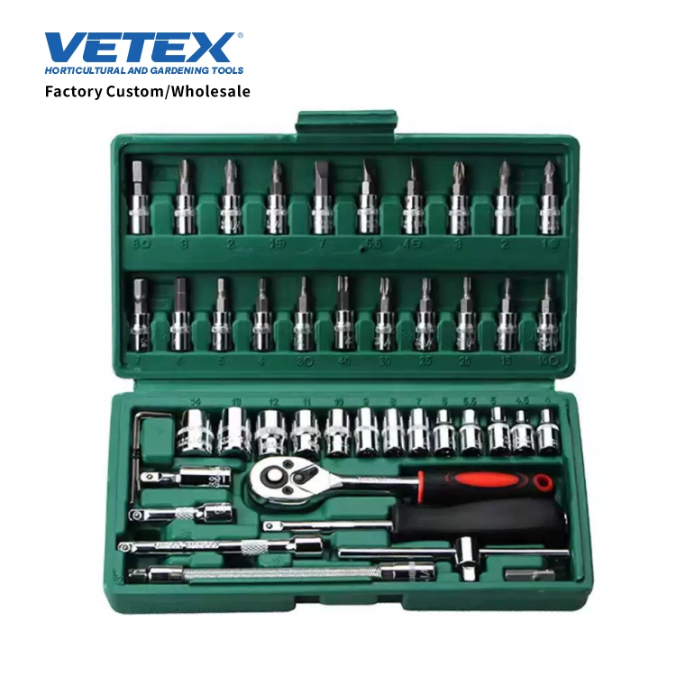 Vetex Heavy Duty 46PCS Steel Ratchet Socket Wrench Set Universal Mechanic Tool Kit for Automotive Repair Home DIY Tools