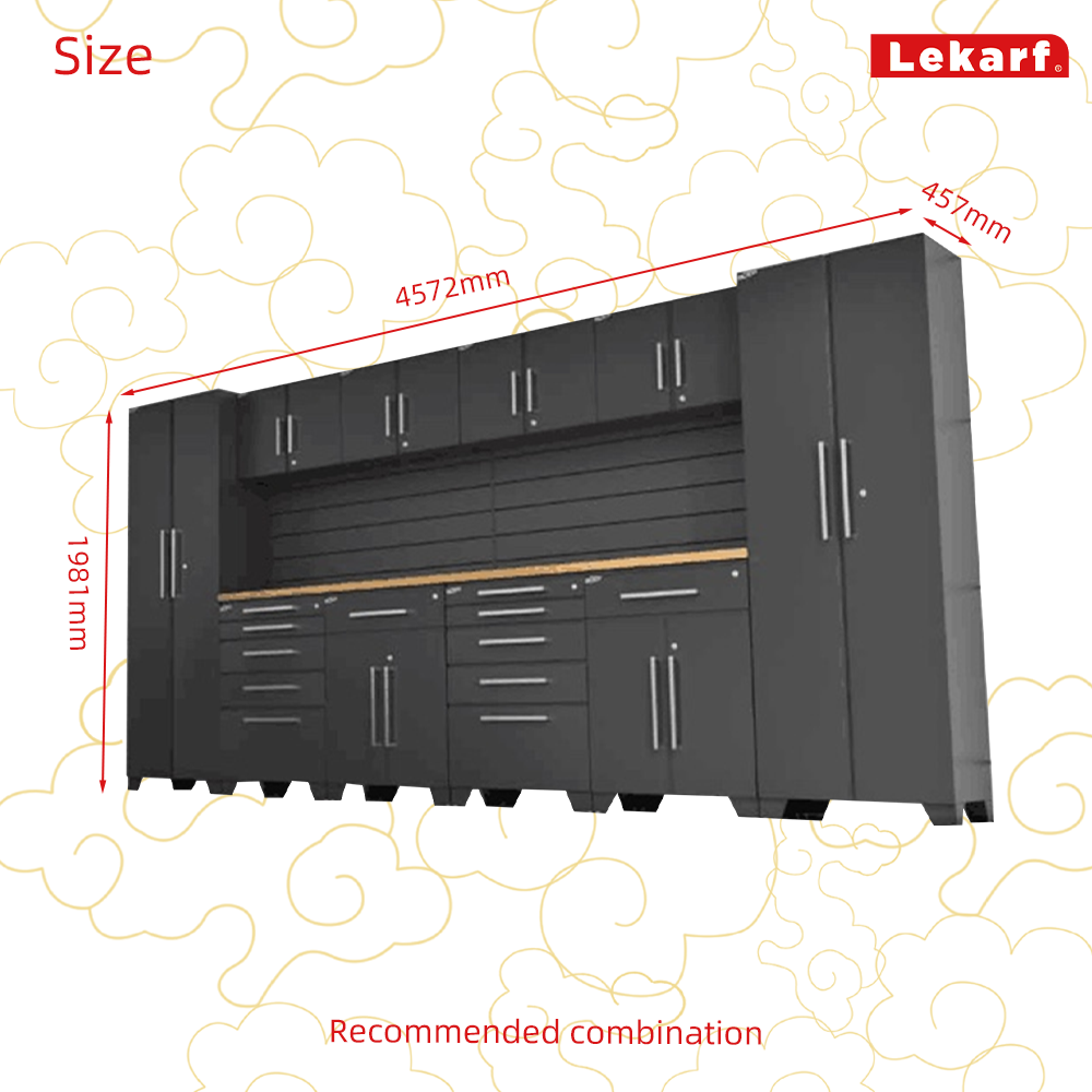 Garage Work Station Classic Carbon Steel Multifunction Cabinet Combination Set Tools Sundries Storage Organization PVC Slat Wall